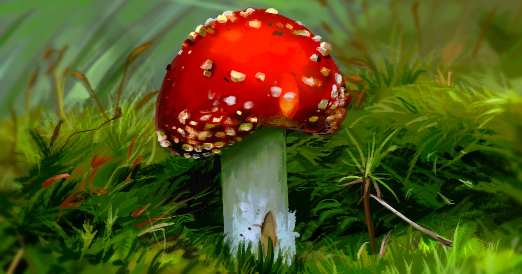 A painting of a fly agaric.